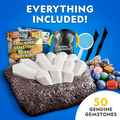 National Geographic Gigantic Gemstone Dig Kit with 50 Real Gemstones - style: 50-gem Brick