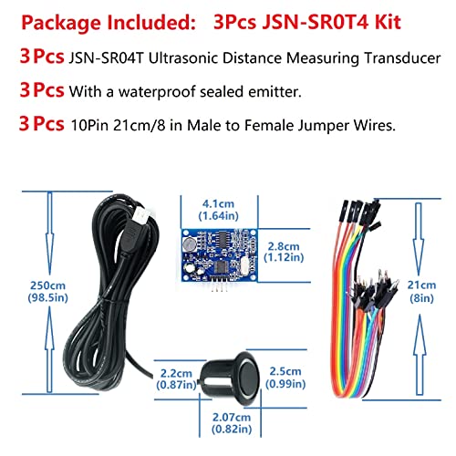 3Pcs JSN-SR04T Integrated Ultrasonic Distance Measuring Sensor Transducer Module Car Backing Radar Waterproof