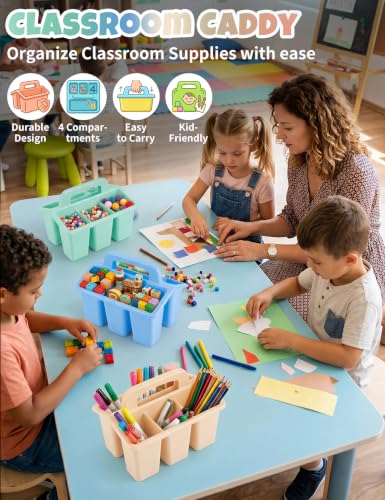 6 Pack Classroom Caddy Organizer with Handle, Table Caddy Classroom - color: Morandi