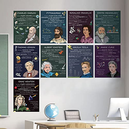 KALEFO 9PCS Science Posters Scientists Inspirational Quote Wall