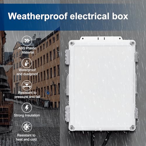 Namunanee Outdoor Electrical Junction Box, ABS Water Resistant Enclosure with Internal Mounting Panel & Hinged Cover (12.6" H x 9.4" L x 5.7" W) - size: 12.6"H x 9.4"L x 5.7"W & Standard