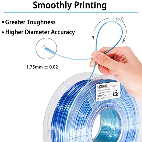 PLA 3D Printer Filament, PLA Filament Silk Green Shiny Blue PLA Filament 1.75mm +/- 0.02mm, 3D Printing Filament 1kg/2.2lbs - color: Silk Shiny Blue Green