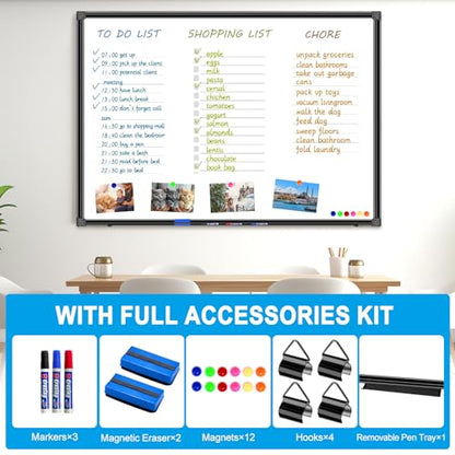 H-Qprobd 48"x36" Magnetic White Board Dry Erase Wall Mount Whiteboard - Office Home Classrooms White Board Hanging Writing Board with Black Aluminum Frame - size: 48"x36"