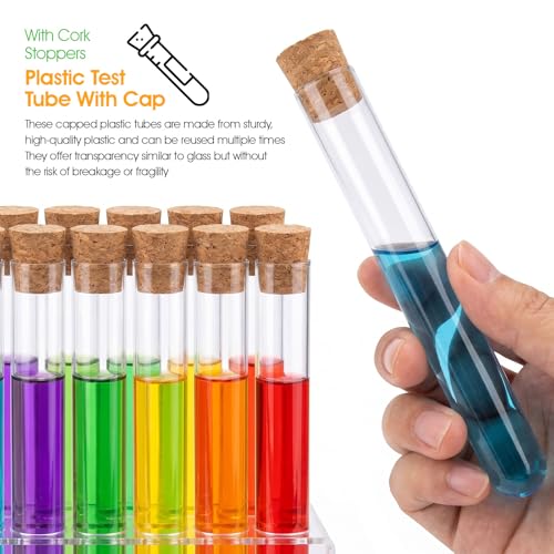 20Pcs Plastic Test Tubes with Cork Stoppers, Clear Vials with Seal Cap, 12ml Test Tubes for Plants Candy Jewelry Seed Beads Powder Spice Liquid Storage DIY Decoration(12 * 100mm)