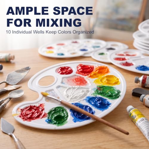 36 Pack Paint Palettes, Oval Plastic Paint Palette Trays with Thumb Hole for Acrylic, Watercolor and Gouache, Reusable Paint Mixing Trays for Kids, Classroom, School and Art Parties - color: Oval 36 Pcs