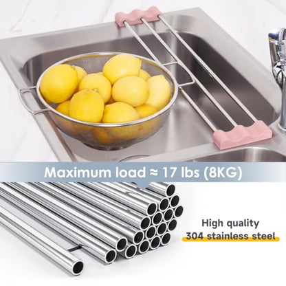 Tomorotec Adjustable Over-The-Sink Kitchen Rack, BPA-Free, Pink - color: Pink