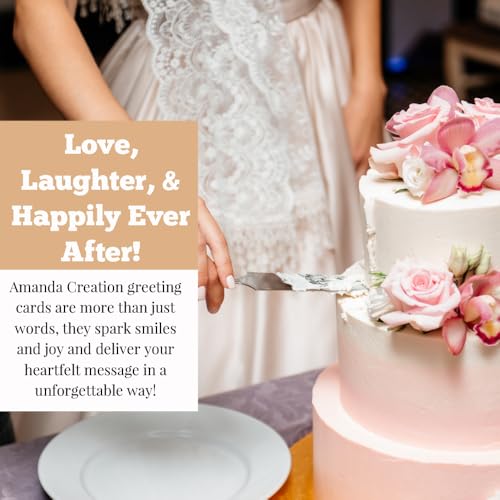 Amanda Creation Funny Wedding Card, 4x6 Blank Inside with Silver Envelope, Waffle-y Wedded Waffle Bride and Groom Congratulations - style: Waffle