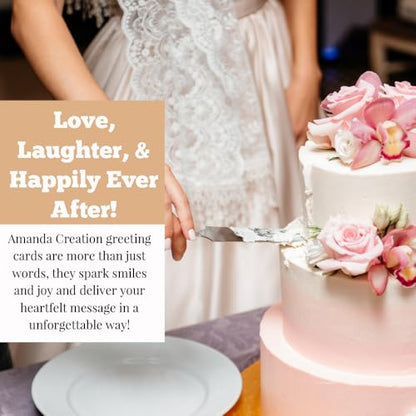 Amanda Creation Funny Wedding Card, 4x6 Blank Inside with Silver Envelope, Waffle-y Wedded Waffle Bride and Groom Congratulations - style: Waffle
