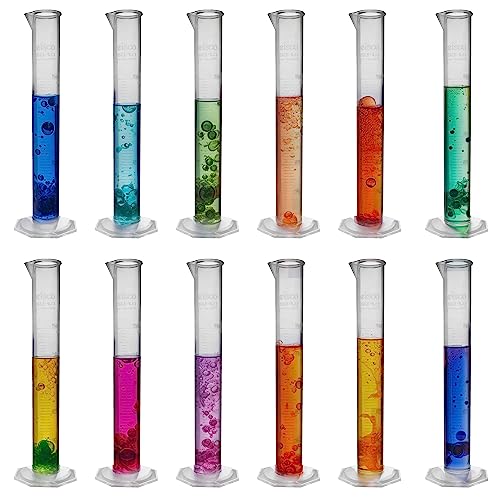 EISCO Polypropylene Graduated Cylinder, Octagonal Base, 50ml (Pack of 12)