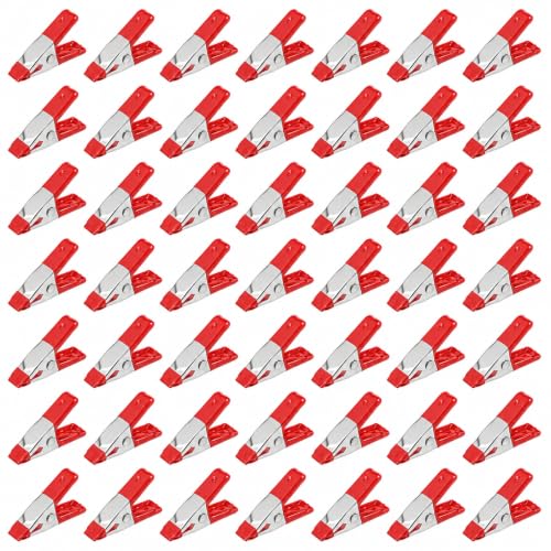 100 Pcs 2 Inch Small Metal Spring Clamps, Small Spring Clips Clamps Heavy Duty Mini Clips with Rubber Tips for Woodworking DIY Crafts Photography Backdrop Camping Sealing - color: Red