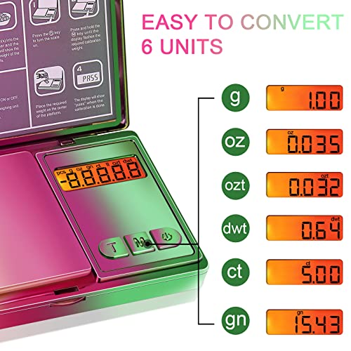 THINKSCALE Gram Scale 300g×0.01g – Iridescent Rainbow Chrome, Jewelry - color: Multicolored