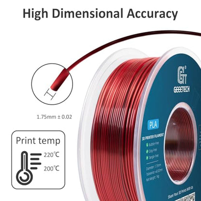 Geeetech Silk Dual‑Color PLA Filament 1.75mm, Black Red, 1KG - color: 1kg Dual Color Black-red