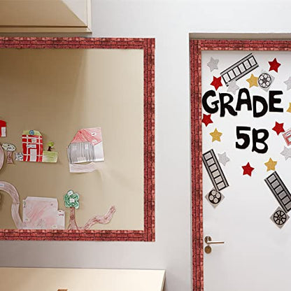 Outus 68 ft Red Brick Bulletin Board Border, 2.99 Inches - size: 2.99 Inches, style: Red Brick