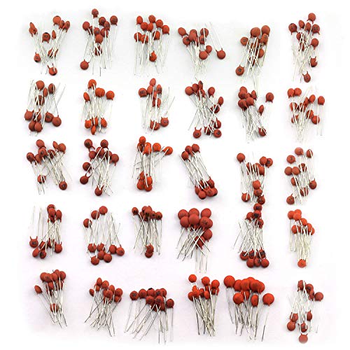 Tegg 300pcs Ceramic Capacitors Assorted Kit 2pF-0.1uF 30 Values Commonly Used Electronic Component DIY Assortment