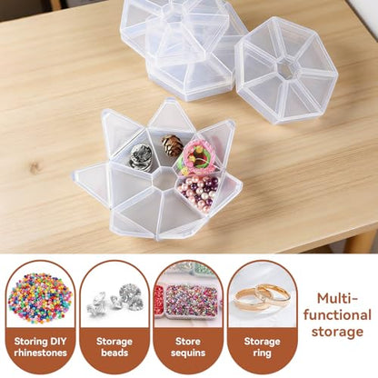 Cyrank 4pcs 7 Girds Bead Organizer, Clear Small Bead Organizers Jewelry Bead Storage Organizer Display Containers Case Box Mini Bead Storage Containers for Crafts Jewelry Screws Fishing Tackles