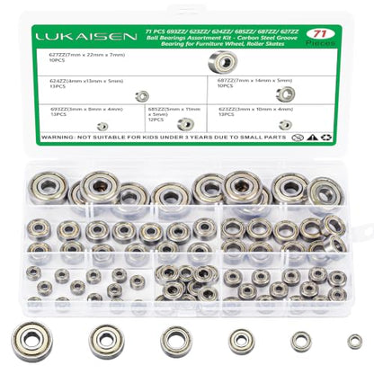 71 Pcs Carbon Steel Ball Bearings Kit, Double Shielded 693ZZ-627ZZ - size: 71Pcs