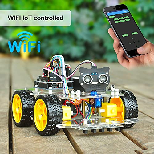 OSOYOO Robot Car Starter Kit for Arduino | STEM Remote Controlled App Educational Motorized Robotics for Building Programming Learning How to Code | IOT Mechanical DIY Coding for Teens Adults - style: V2.1 robot car Without battery