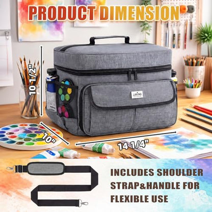 JJRING Acrylic Paint Organizer Bag With Adjustable Dividers, Grey - color: Grey