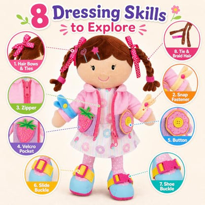 June Garden 15" Daisy Montessori Learn-to-Dress Plush Doll - color: Daisy