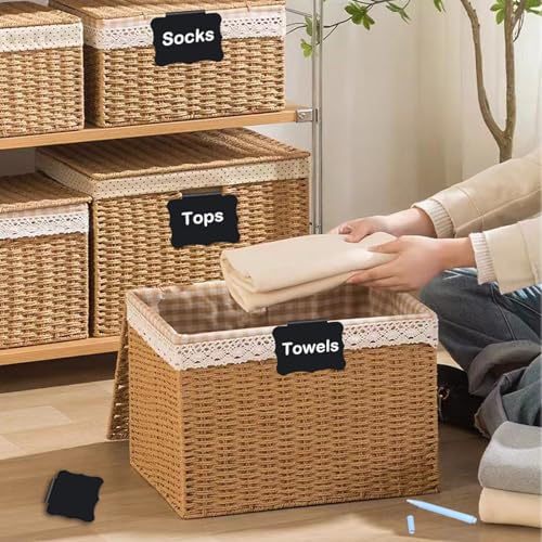 Reusable Storage Bin Labels - Clip On Closet & Basket Holder with 2 White Chalk Labels - style: Butterfly Shape 20