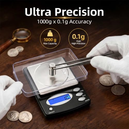 THINKSCALE Digital Coin Scale 1000g×0.1g for Coins, Gold, Silver, Jewelry