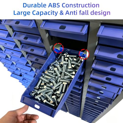 40 Drawer Alloy Steel Nut and Bolt Organizer, Tool Cabinet with Label Slots & Dividers. Single Drawer 7.8" L x 3.9" W x 2" H. for Workshops & Home Garages.