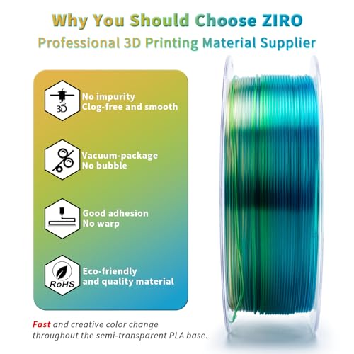 ZIRO Fast Color Change PLA, Transluent Filament 1.75mm, Crystal Wave - color: Cyrstal Wave
