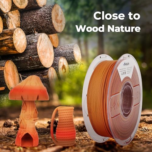 AMOLEN 3D Printing Filament Light Wooden Rainbow Color Change Printer Filament PLA 1KG Spool 1.75mm Red Cedar Maple/Chestnut/Oak/Candlelight 1KG/2.2lb Fit Most FDM and Printer Pen - color: Red Cedar