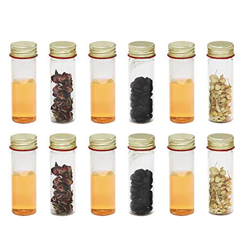 ULAB Scientific Sample Tubes 25ml with Screw Caps, Small Spice Containers 1oz, Makarthy, 3.3 Borosilicate Glass Tubes, Caps in Aluminum Material, Pack of 12, UTT1005 - style: Vol.25ml with Aluminum Screw Caps, 12pcs