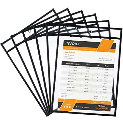 Mr. Pen- Reusable Dry Erase Pocket Sleeves, 10.2" x 14", 6 Pack, Black - color: Black, size: 6 Pack