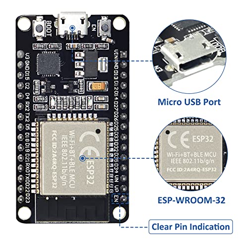 ESP32S ESP32 Development Board 2.4 GHz Dual Core WLAN WiFi + Bluetooth 2-in-1 Microcontroller ESP-WROOM-32 Chip for Arduino (30PIN, 2PCS) - size: 30 PIN