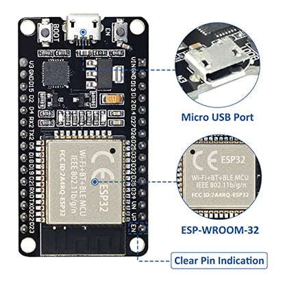 ESP32S ESP32 Development Board 2.4 GHz Dual Core WLAN WiFi + Bluetooth 2-in-1 Microcontroller ESP-WROOM-32 Chip for Arduino (30PIN, 2PCS) - size: 30 PIN