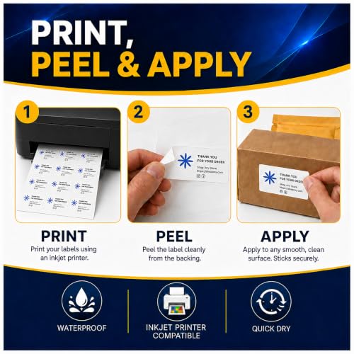 25 Sheets 30up Waterproof Matte White Shipping Labels Address Stickers - size: 30up-25 sheets