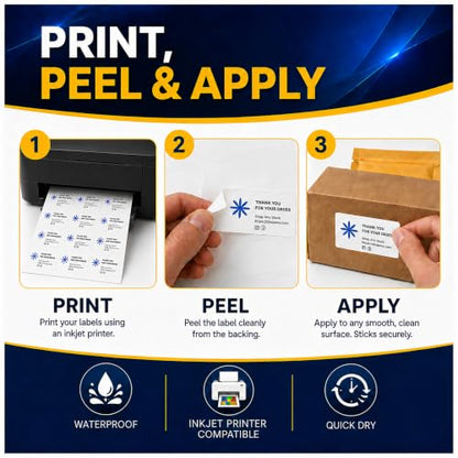 25 Sheets 30up Waterproof Matte White Shipping Labels Address Stickers - size: 30up-25 sheets