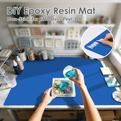 36.2" x 24" Extra Large Silicone Mat for Epoxy Resin, Nonstick Crafts Mats - color: Dark Blue, size: 36.2" x 24"
