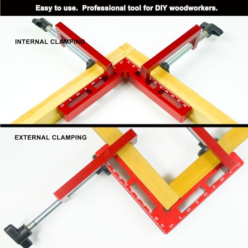 4 Pack 90 Degree Corner Clamps,4.5"x4.5" Aluminum Alloy Right Angle Positioning Squares for Woodworking, Picture Frame/Box/Cabinet joint splicing, Drawer Assembly Joinery Tools