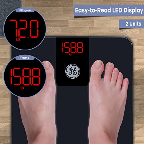 GE Bathroom Scale for Body Weight, Digital Smart Accurate 400 lb Weighing - color: Black, size: 11" x 11"
