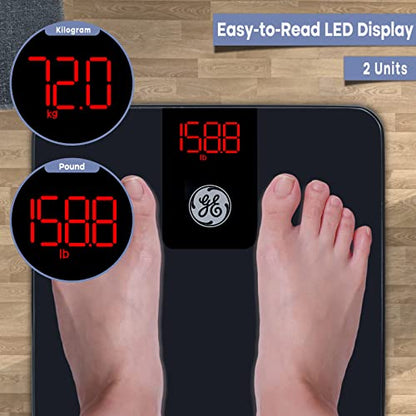 GE Bathroom Scale for Body Weight, Digital Smart Accurate 400 lb Weighing - color: Black, size: 11" x 11"