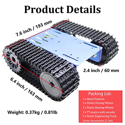 Professional Tank Chassis Kit, TT02 Metal Frame Crawler Robotic Tank Chassis Platform for Arduino (Blue) - color: Blue