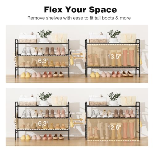 VILICK Metal Shoe Rack for Closet 33" Wide Shoe Organizer for Entryway - color: Black