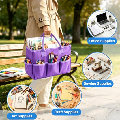 ZKOO Art Craft Organizer Tote Bag, Desktop Tote and Organizer Purple - color: Purple
