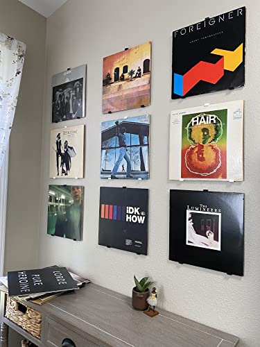 Minimalist Vinyl Record Album Wall Mount Display- 10 Pack | No Wall Damage so Perfect for Apartments, Dorms, & Office | Your Favorite Holder for Your 7-12 inch LPs… (White, 10-Record) - color: White, size: 10-Record