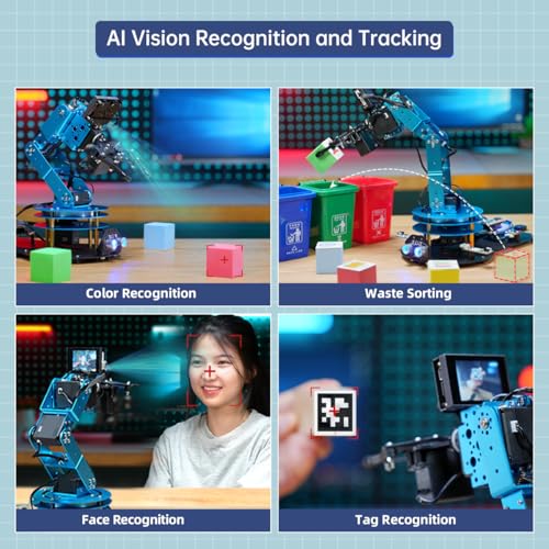 6DOF Robotic Arm AI Vision Voice Control for Arduino Programming Smart Robot Arm STEM Project Educational Robot Science Engineering Set, LeArm Open Source(Unassembled) with Sencordary Development Kit