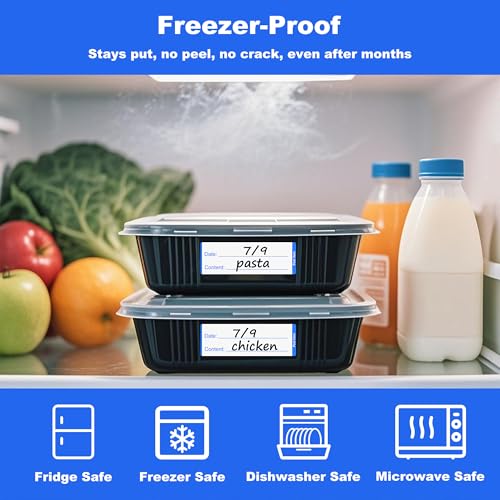 NATURALABEL 300 Removable Freezer Labels with Dispenser, 1" x 3" (Blue) - color: Preprinted-blue
