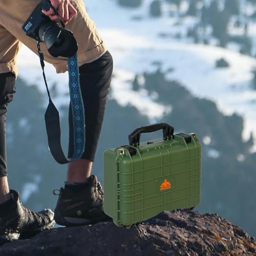 Jack Boss Waterproof Hard Camera Case with Foam,16x12.8x6.8 Inch,Green - color: Green, size: 16x12.8x6.8 in