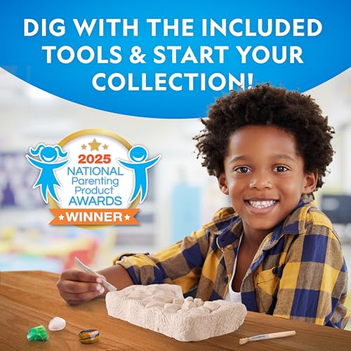 National Geographic Gemstone Dig Kit with 10 Real Gemstones for Kids - style: 10-gem Brick