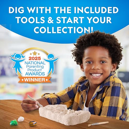 National Geographic Gemstone Dig Kit with 10 Real Gemstones for Kids - style: 10-gem Brick