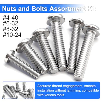 730Pcs Machine Screws Nuts and Bolts Assortment Kit, 304 Stainless Steel Bolts 16 Sizes #4-40#6-32#8-32#10-24 Phillips Pan Head Hardware Screws Assortment Kit with Nuts and Washers - size: SS #4 #6 #8 #10