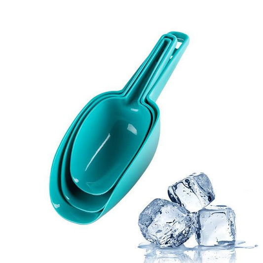 Set of 3 Ice Scoop, Plastic Kitchen Ice Scoop for Canisters or Ice Maker, Food Scoops for Canisters, Freezer, Flour, Dry Foods, Coffee Beans, Pop Corn, Pet Dog Cat Food (Blue) - color: Blue