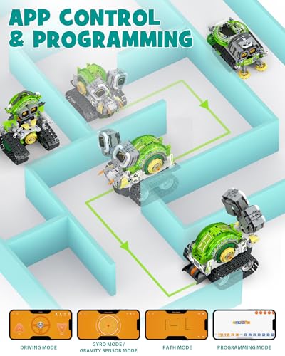 Opmind 5-in-1 STEM RC Robot Building kit, 478Pcs App Coding, Boys Age 6-12 - size: 478 Pieces